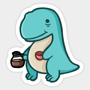 Coffee Junkie T-Rex, Dino, Dinosaur Sticker